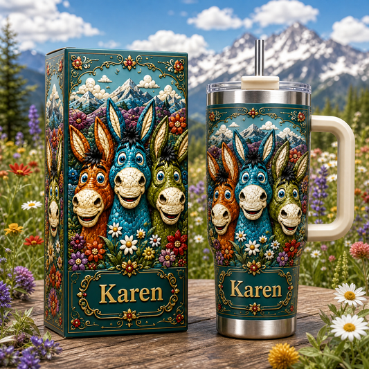 Personalized Donkey Lover Tumbler – Custom Name Farm Animal Gift Cup