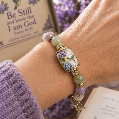💜 Hummingbird Garden Faith Bracelet 🌸 | Custom message available on the gift box