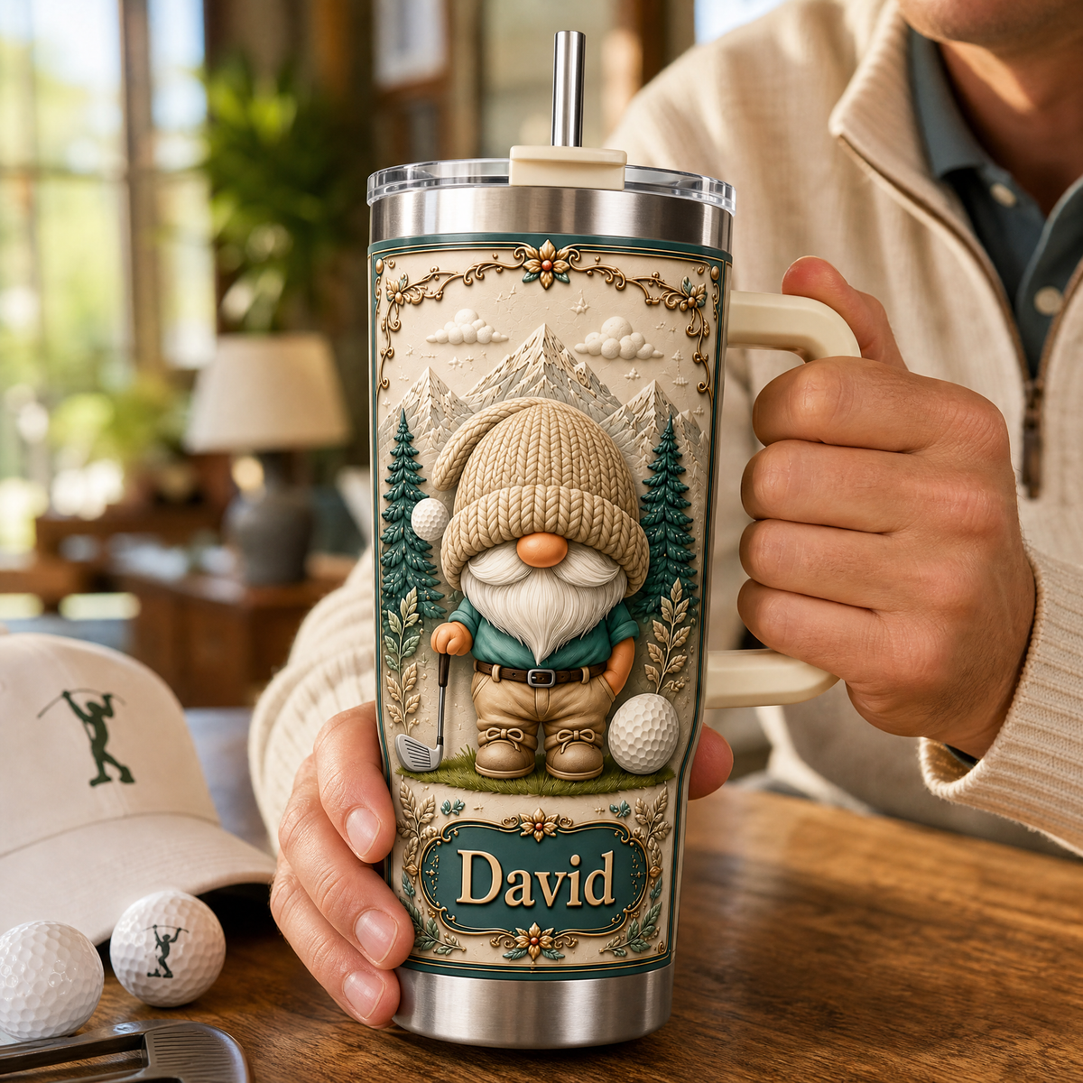 Personalized Golf Gnome Tumbler – Custom Name Gift for Golf Lovers