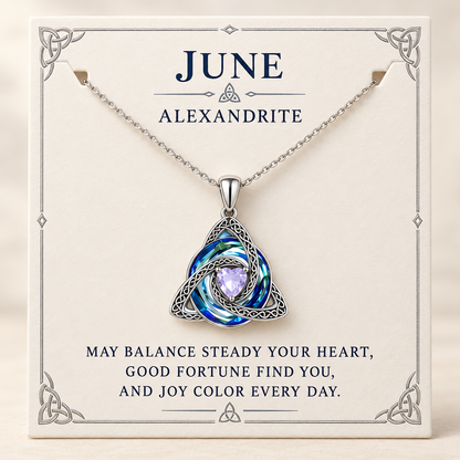✨Birthstone Celtic Trinity Knot Necklace – Meaningful Symbol of Love & Connection ❤️