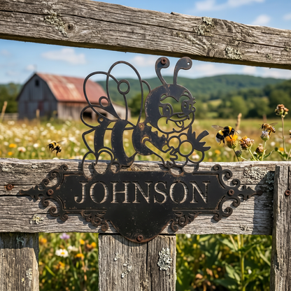 Custom Cute Bee Metal House Sign