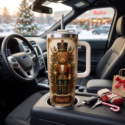 Personalized Highland Cow Nutcracker Christmas Tumbler