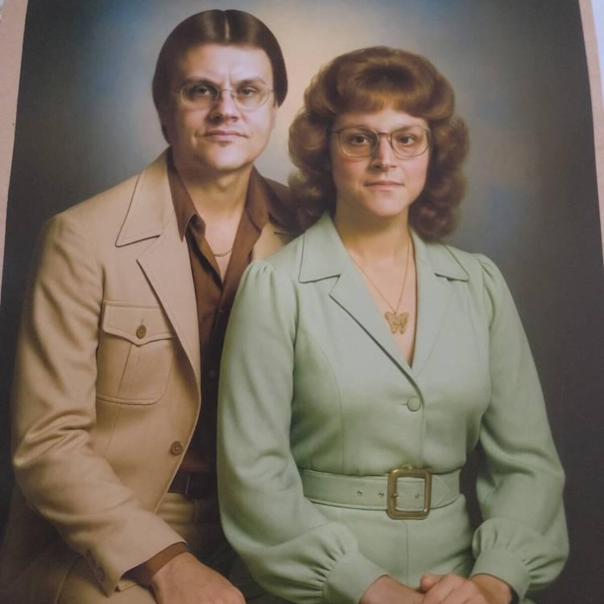 Personalized 1970s Couple Portrait from Photo