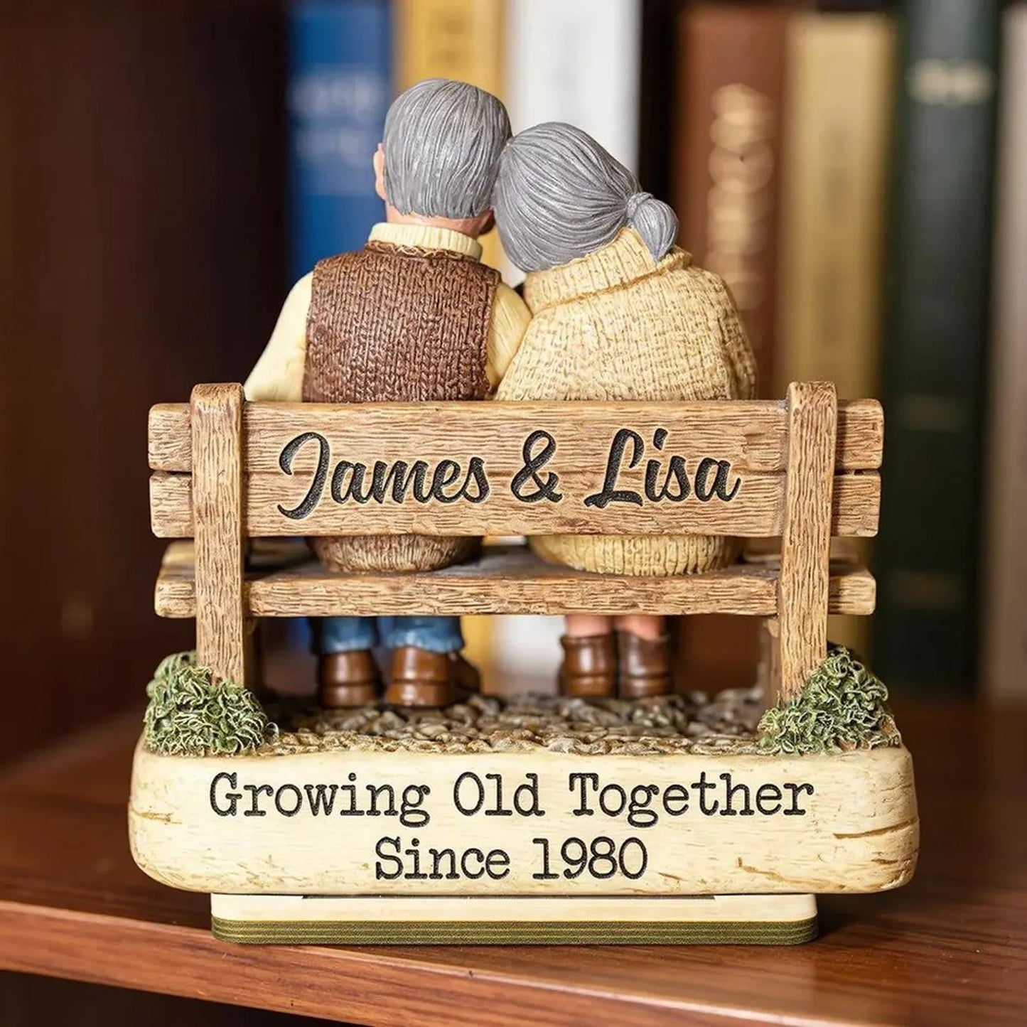 Custom Couple Bench Figurine – Growing Old Together Gift