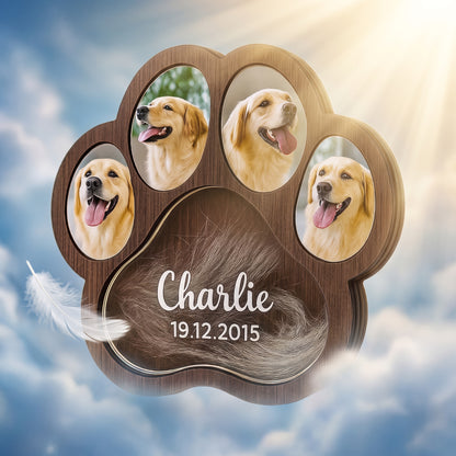 Personalized Pet Memorial Paw Frame with Photo & Fur Keepsake