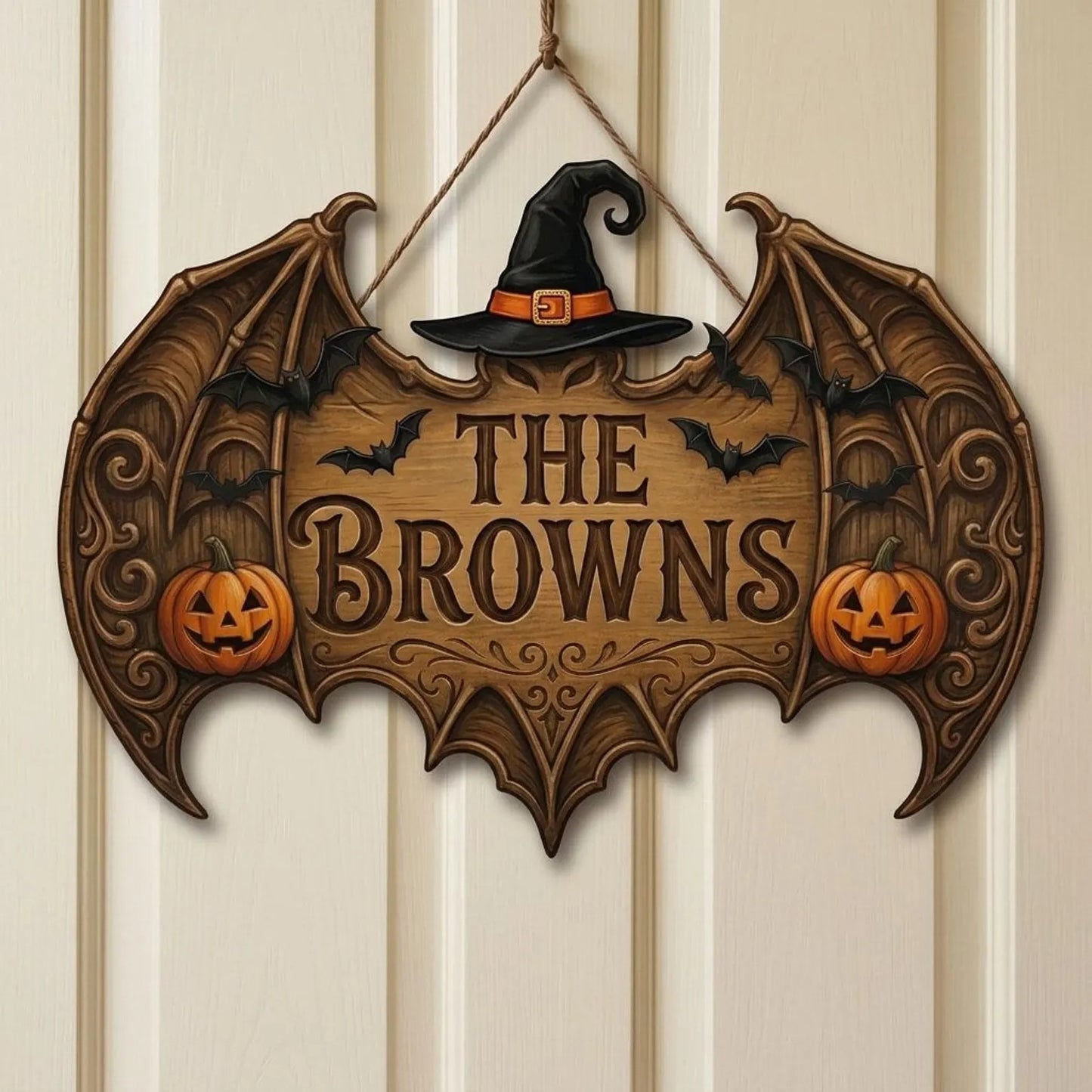 Spooky Personalized Family Name Halloween Door Sign