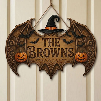 Spooky Personalized Family Name Halloween Door Sign