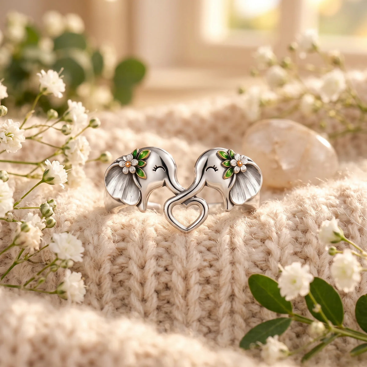 🐘 Elephant Heart Ring – Meaningful Sisterhood & Best Friend Gift with Message Card