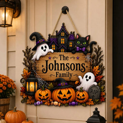 Custom Pumpkin Ghost Wooden Sign,Fall Porch Welcome Sign
