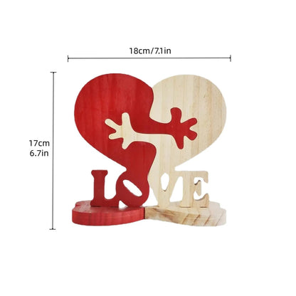 Personalized Intertwined Heart-Shaped Wooden Couple Figurine