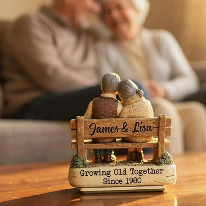 Custom Couple Bench Figurine – Growing Old Together Gift