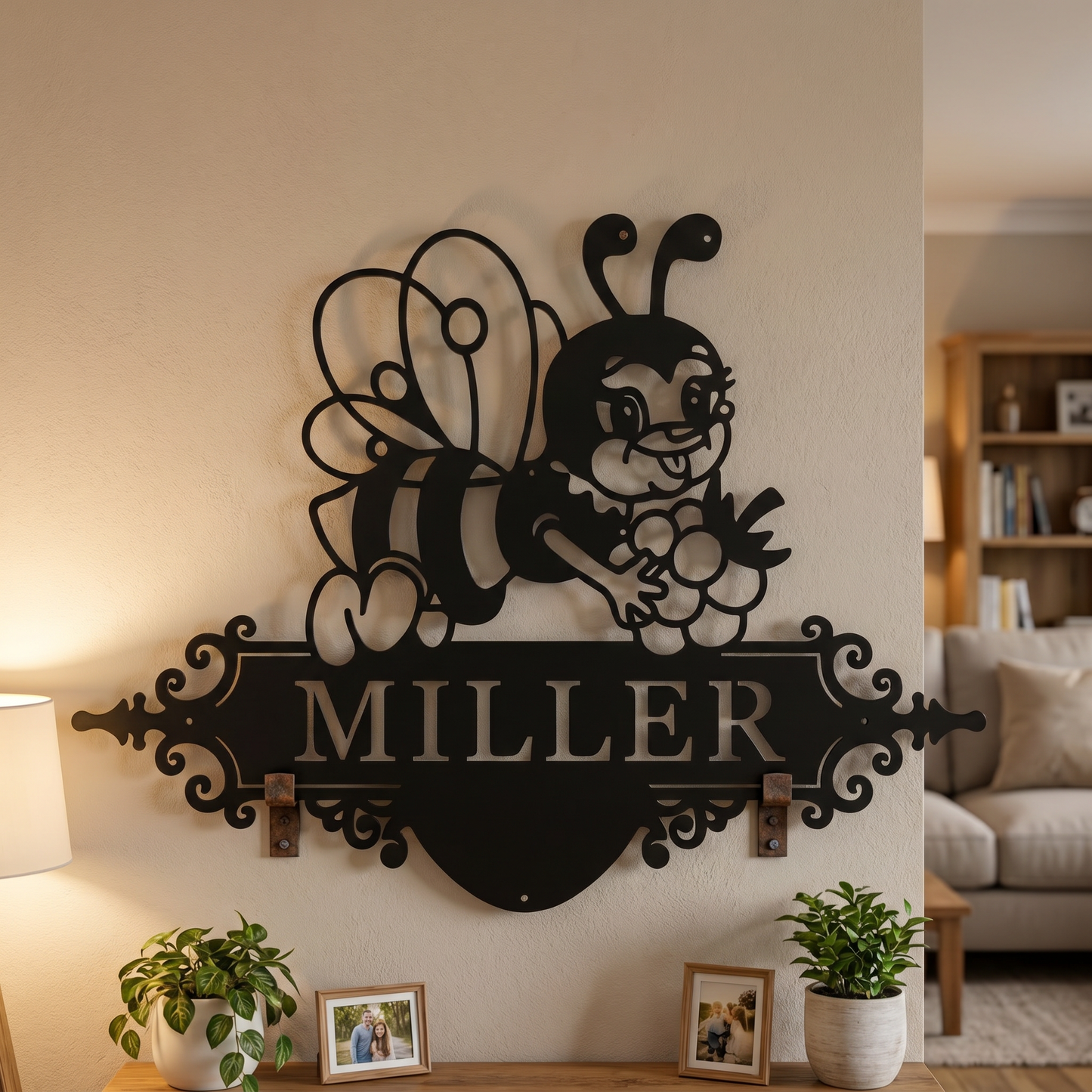 Custom Cute Bee Metal House Sign