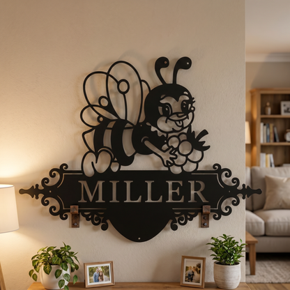 Custom Cute Bee Metal House Sign