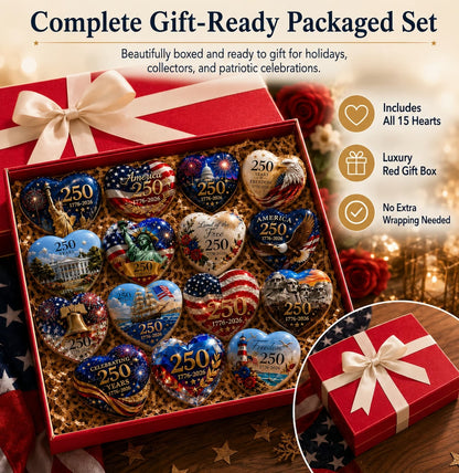America 250th Anniversary Commemorative Heart Ornament Collection