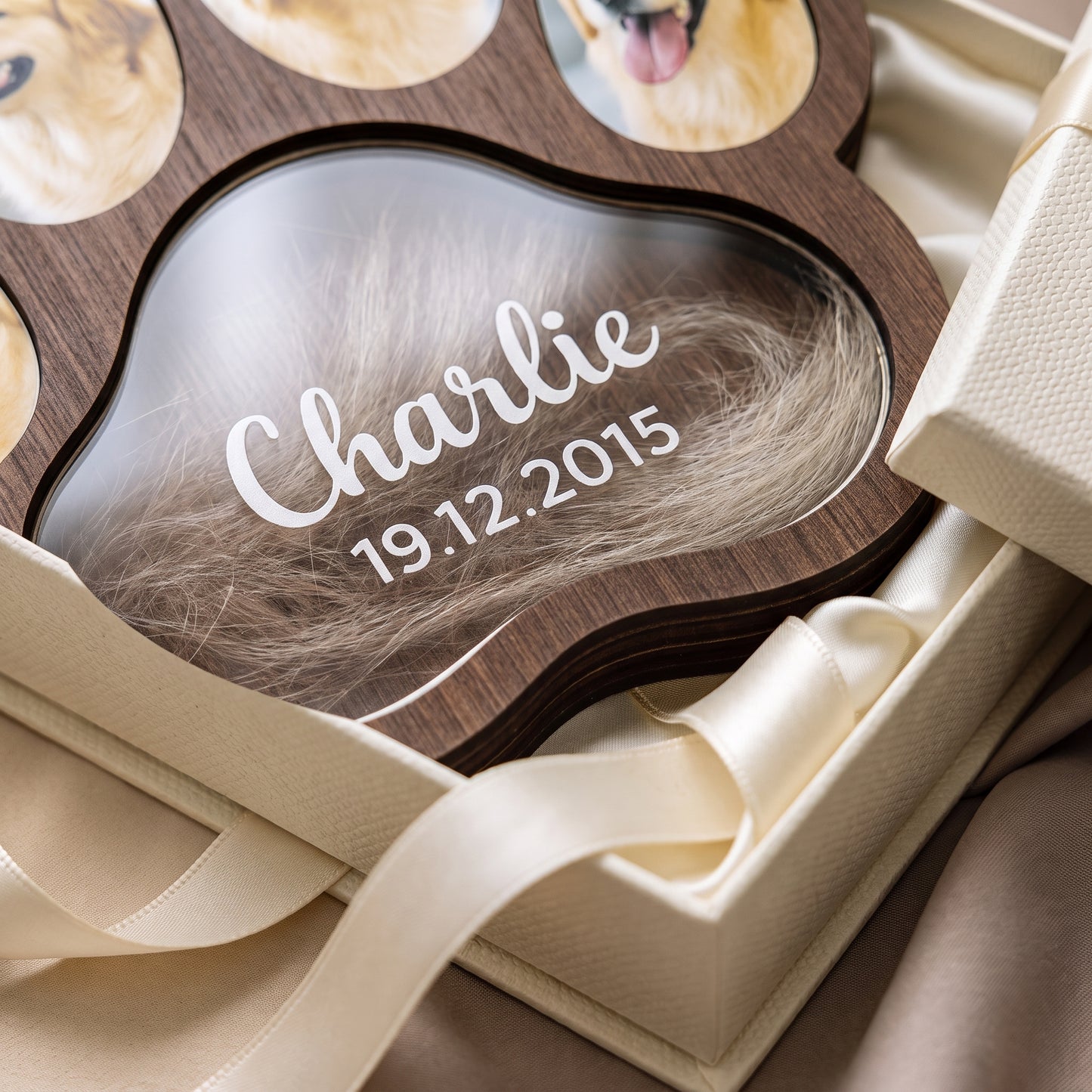 Personalized Pet Memorial Paw Frame with Photo & Fur Keepsake