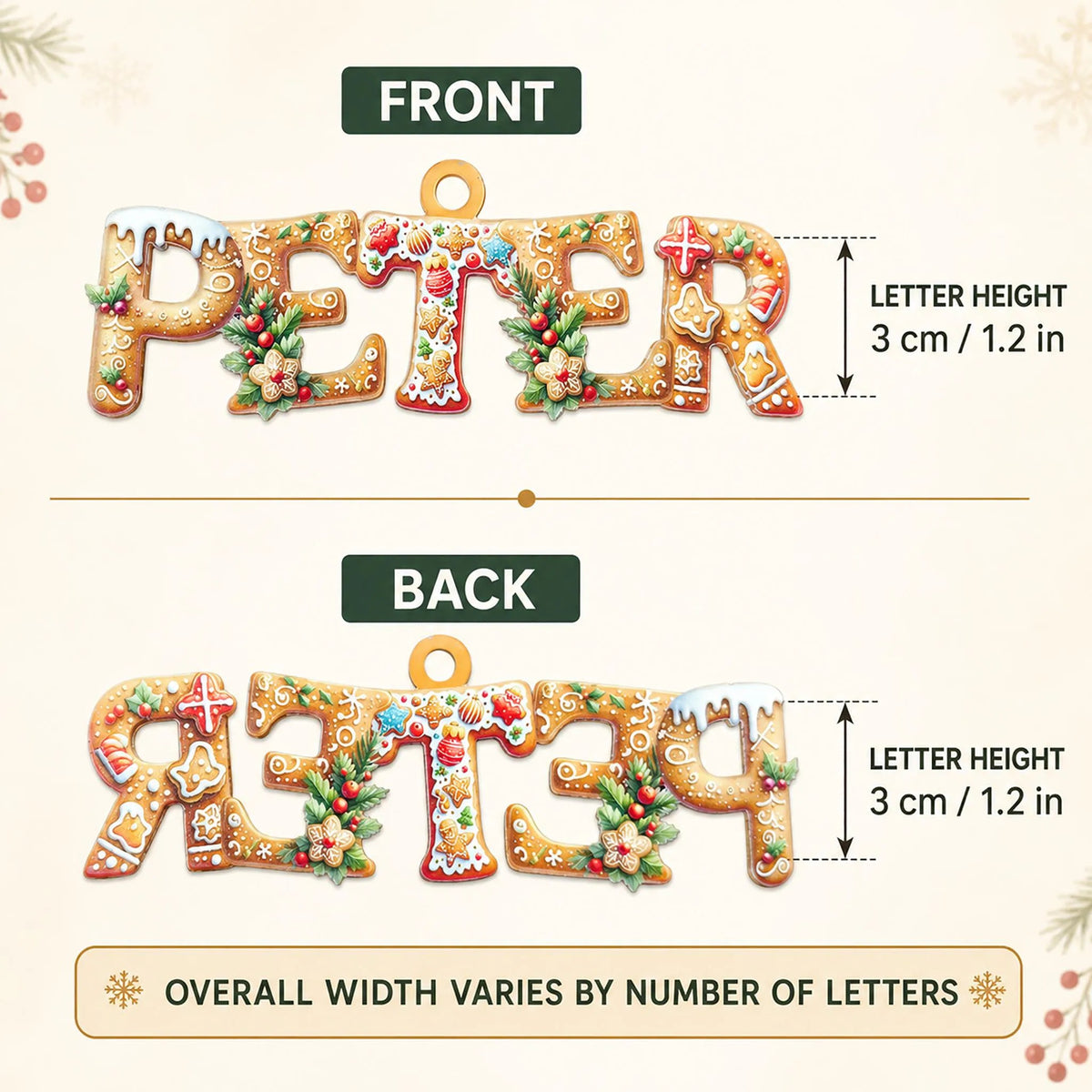 Personalized Gingerbread Letter Name Ornament