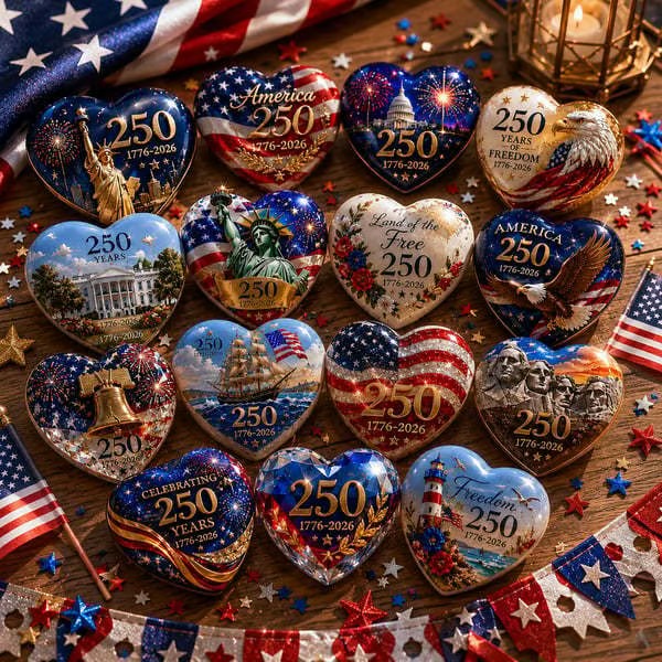 America 250th Anniversary Commemorative Heart Ornament Collection