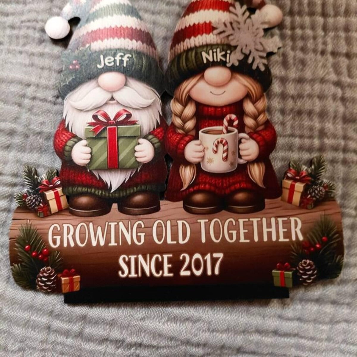 Custom Couple Growing Old Together Wooden Plaque
