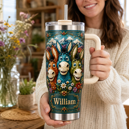 Personalized Donkey Lover Tumbler – Custom Name Farm Animal Gift Cup