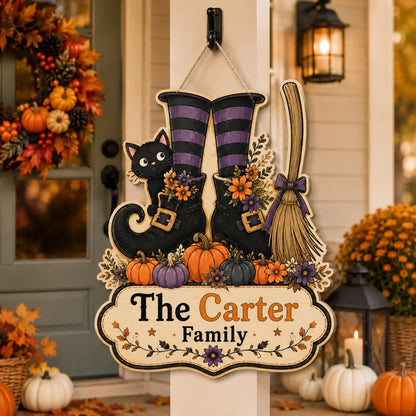 Custom Family Name Witch Boots Sign