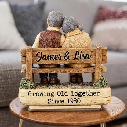 Custom Couple Bench Figurine – Growing Old Together Gift