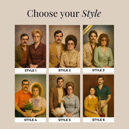 Personalized 1970s Couple Portrait from Photo