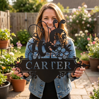 Custom Cute Bee Metal House Sign