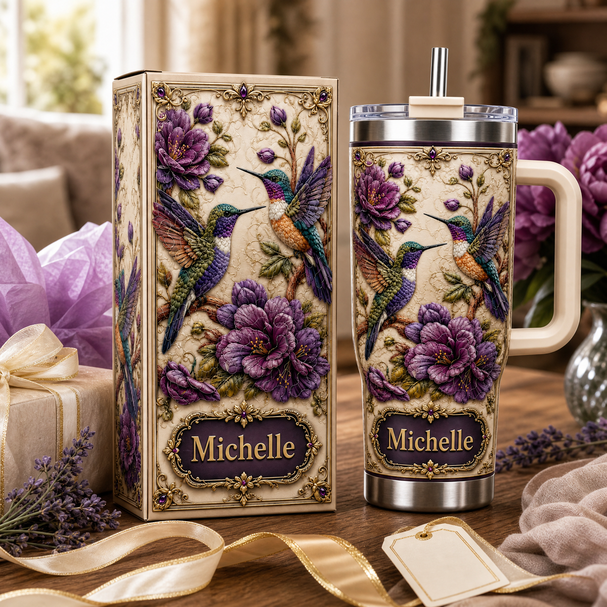 🐦Personalized Hummingbird Tumbler with Gift Box💐