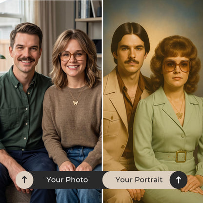 Personalized 1970s Couple Portrait from Photo