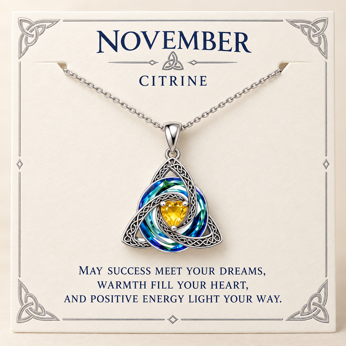 ✨Birthstone Celtic Trinity Knot Necklace – Meaningful Symbol of Love & Connection ❤️