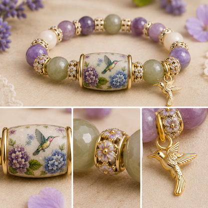 💜 Hummingbird Garden Faith Bracelet 🌸 | Custom message available on the gift box