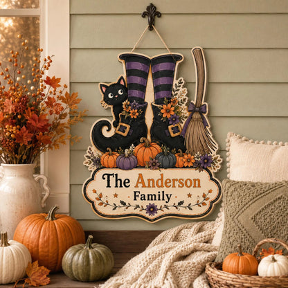 Custom Family Name Witch Boots Sign
