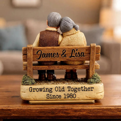 Custom Couple Bench Figurine – Growing Old Together Gift