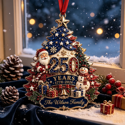 Personalized 250 Years Christmas Ornament - America Patriotic Family Christmas Tree Decor