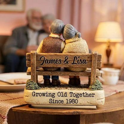 Custom Couple Bench Figurine – Growing Old Together Gift