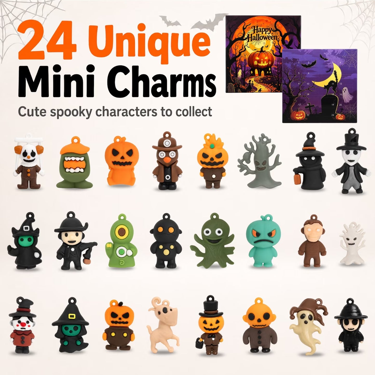 2026 Halloween Countdown Calendar – 24 Surprise Mini Figure Charms for Kids