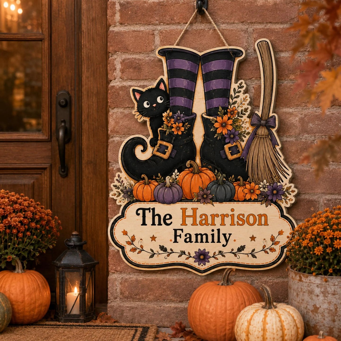 Custom Family Name Witch Boots Sign