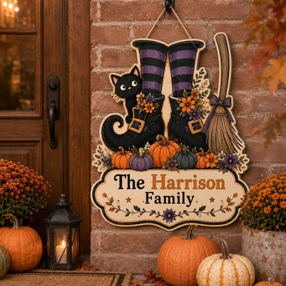 Custom Family Name Witch Boots Sign