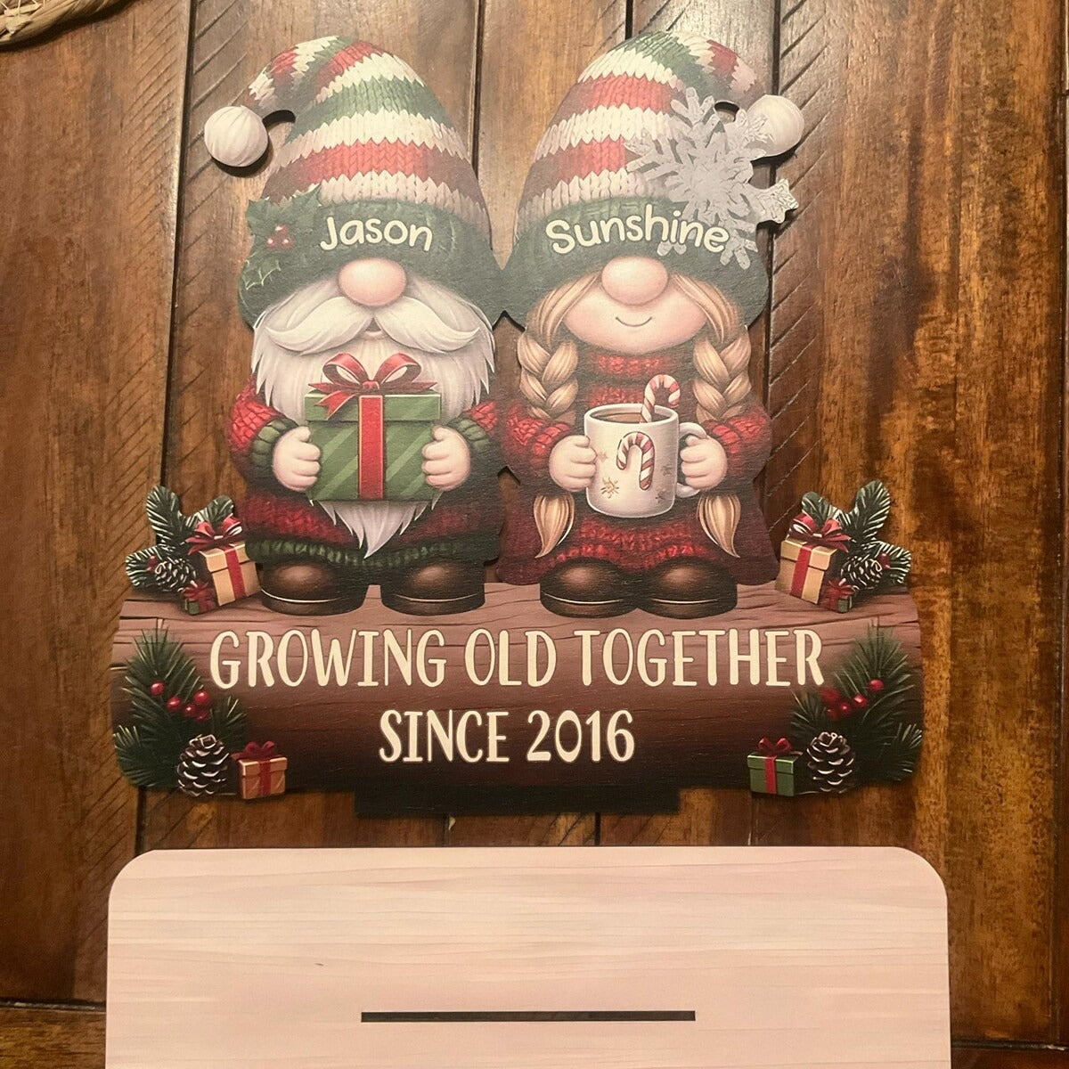 Custom Couple Growing Old Together Wooden Plaque