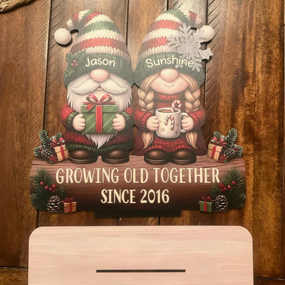 Custom Couple Growing Old Together Wooden Plaque