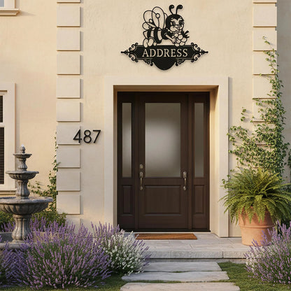 Custom Cute Bee Metal House Sign