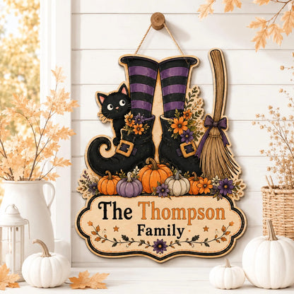 Custom Family Name Witch Boots Sign