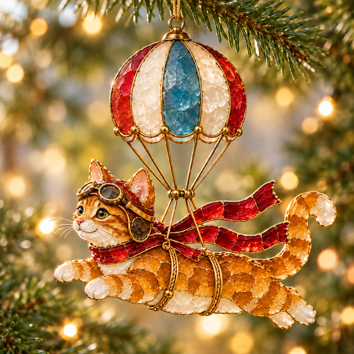 Up, Up & Adorable! 🎈 Flying Animal Christmas Ornament — Sea Glass Look