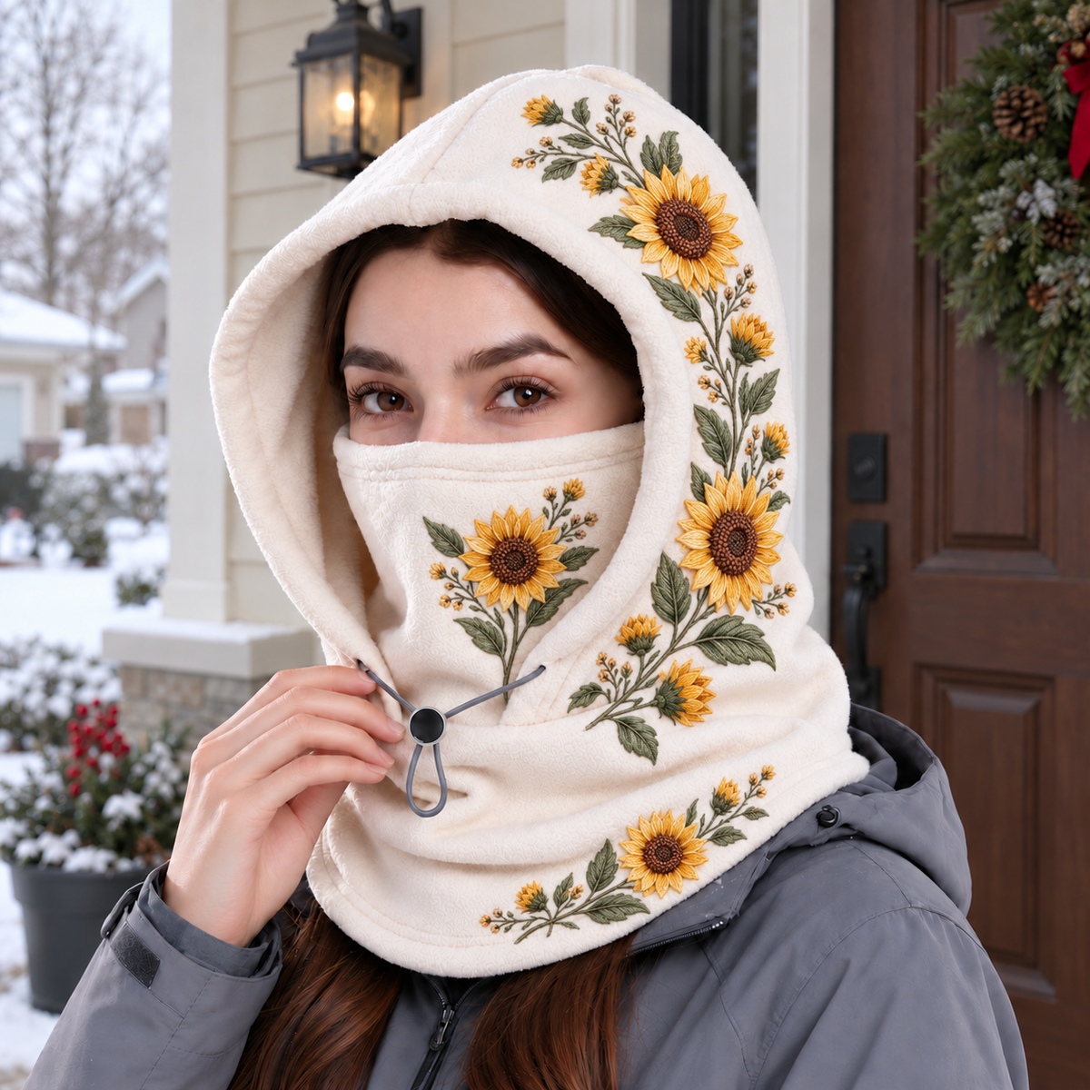 3 in 1 Floral Fleece Winter Hood • Your Prettiest Cozy Layer 🌸