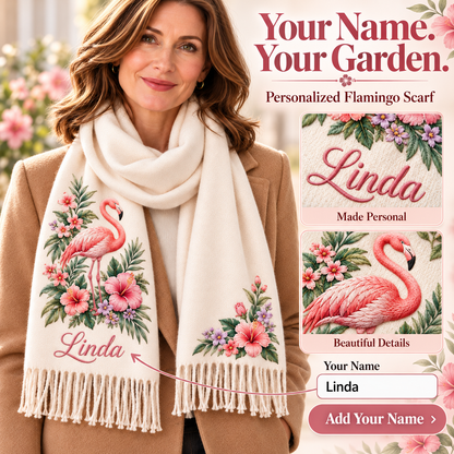 🌸 Personalized Garden Animal Scarf – Your Name, Your Nature
