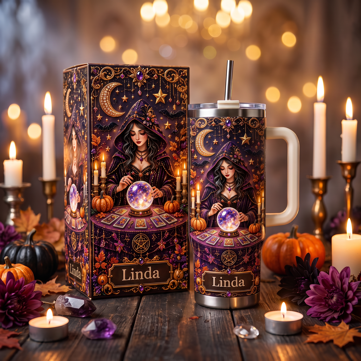 Personalized Witch Fortune Teller Halloween Tumbler