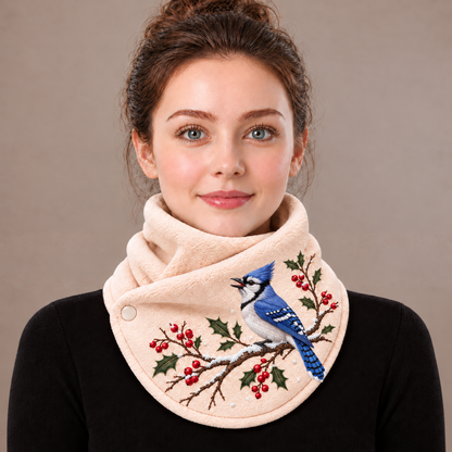 Winter Songbird Embroidered Neck Warmer ❄️ A Cozy Gift for Bird Lovers