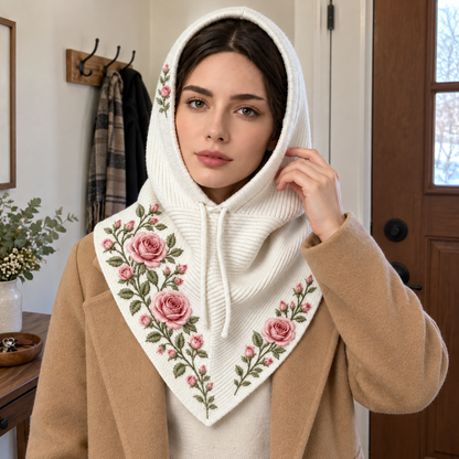 🌹 Rose Garden 2-in-1 Embroidered Hooded Scarf
