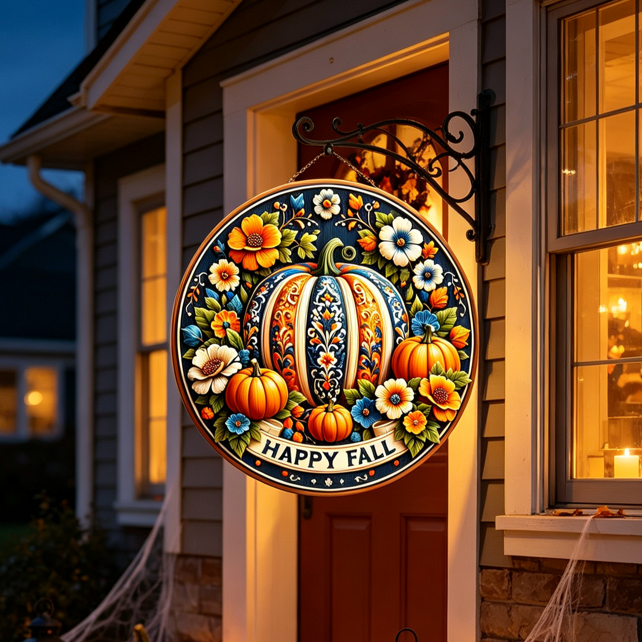 Fall Pumpkin Door Sign – Cozy Autumn Welcome Decor 🍂