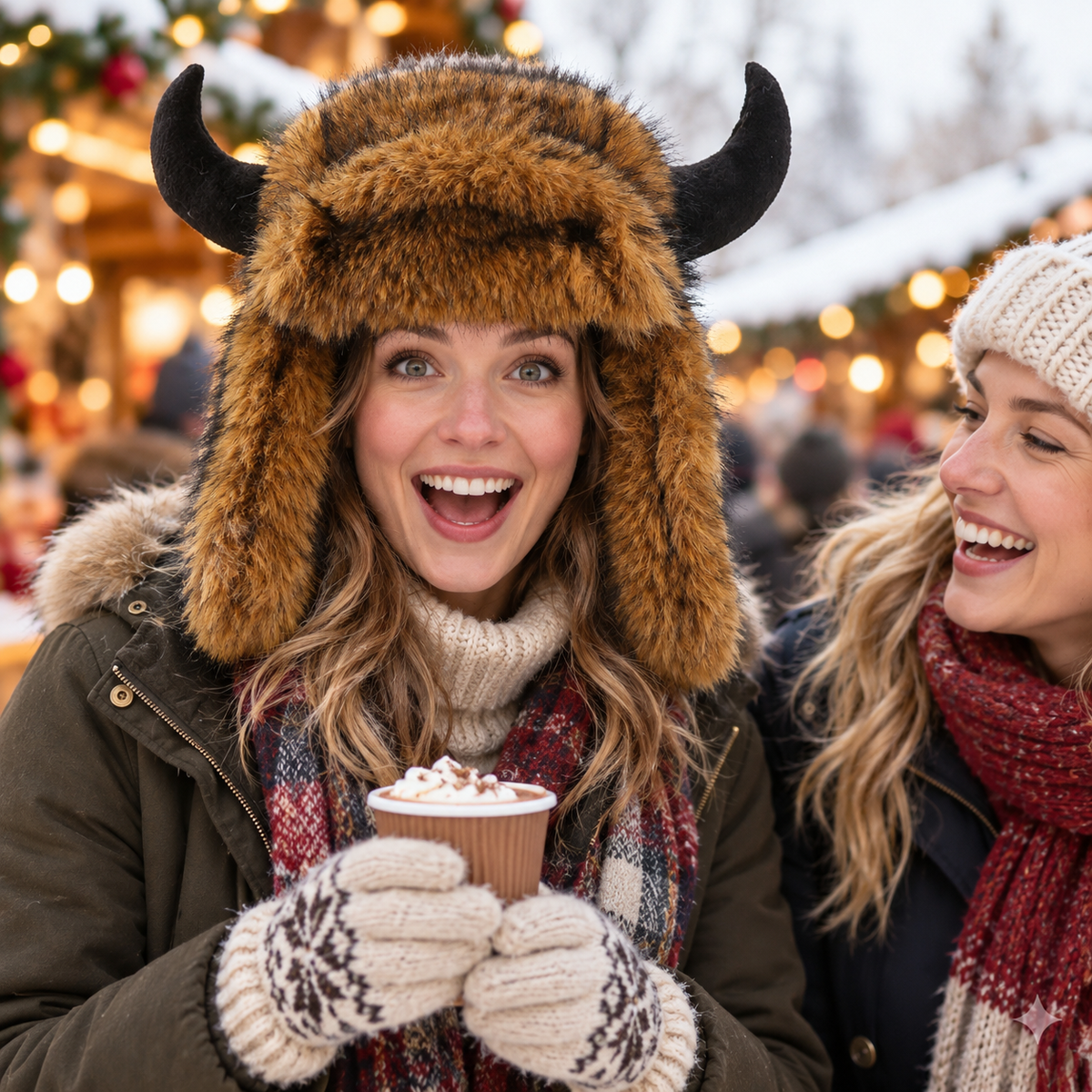Stay Warm. Go Wild. — Furry Buffalo Horn Winter Hat